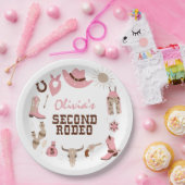 Tweede Rodeo Roze Western Cowboy 2e Verjaardag Papieren Bordje (Feest)