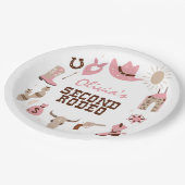 Tweede Rodeo Roze Western Cowboy 2e Verjaardag Papieren Bordje (Gekanteld)