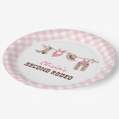 Tweede Rodeo Roze Western Cowboy 2e Verjaardag Papieren Bordje (Gekanteld)