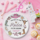 Tweede Rodeo Roze Western Cowboy 2e Verjaardag Papieren Bordje (Feest)