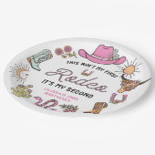 Tweede Rodeo Roze Western Cowboy 2e Verjaardag Papieren Bordje (Gekanteld)