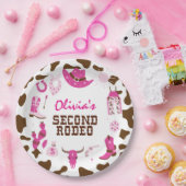 Tweede Rodeo Roze Western Cowboy 2e Verjaardag Papieren Bordje (Feest)