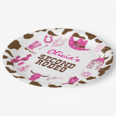 Tweede Rodeo Roze Western Cowboy 2e Verjaardag Papieren Bordje (Gekanteld)