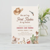 Tweede Rodeo Vintage Rustieke Cowboy 2e Verjaardag Kaart (Staand voorkant)