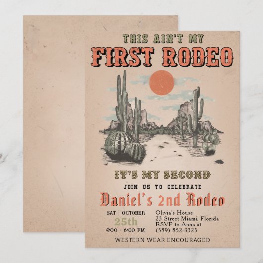 Tweede Rodeo Westelijke Cowboy Dit Is Niet Mijn Ee Kaart (Voorkant / Achterkant)