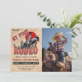 Tweede Rodeo Western Cowboy 2e foto Verjaardag Kaart (Staand voorkant)