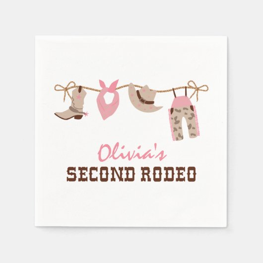 Tweede Rodeo Western Cowboy 2e Verjaardags Servett Servet (Voorkant)