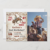 Tweede Rodeo Western Cowboy 2e Verjaardagsfoto Kaart (Voorkant)