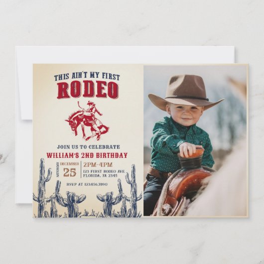 Tweede Rodeo Western Cowboy 2e Verjaardagsfoto Kaart (Voorkant)