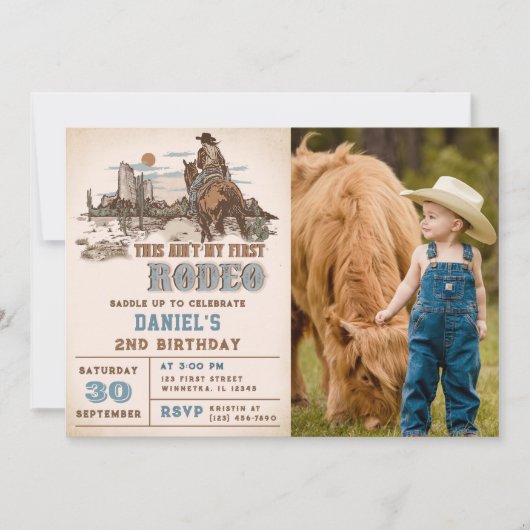 Tweede Rodeo Western Cowboy 2e Verjaardagsfoto Kaart (Voorkant)