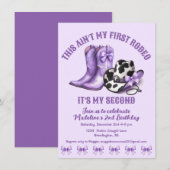 Tweede Rodeo Westerne Bogen Paarse Cowgirl Verjaar Kaart (Voorkant / Achterkant)