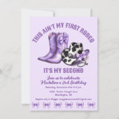 Tweede Rodeo Westerne Bogen Paarse Cowgirl Verjaar Kaart (Voorkant)