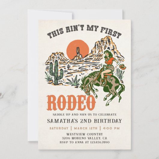 Tweede Rodeo Westerne Cowboy 2e verjaardag Kaart (Voorkant)