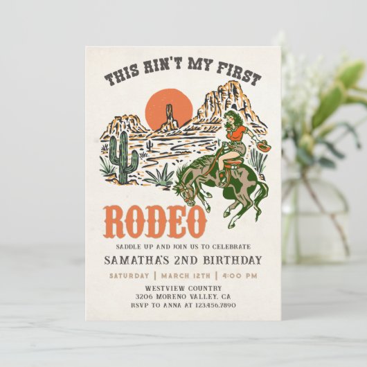 Tweede Rodeo Westerne Cowboy 2e verjaardag Kaart (Staand voorkant)