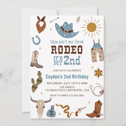 Tweede Rodeo Westerne Cowboy 2e verjaardag Kaart (Voorkant)