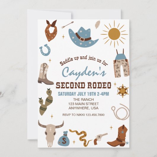Tweede Rodeo Westerne Cowboy 2e verjaardag Kaart (Voorkant)