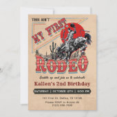 Tweede Rodeo Westerne Cowboy 2e verjaardag Kaart (Voorkant)