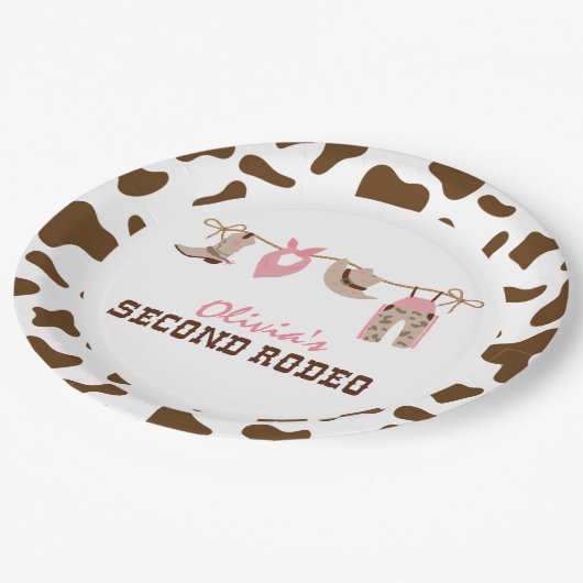 Tweede Rodeo Westerne Cowboy 2e verjaardag Papieren Bordje (Gekanteld)