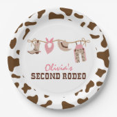 Tweede Rodeo Westerne Cowboy 2e verjaardag Papieren Bordje (Voorkant)