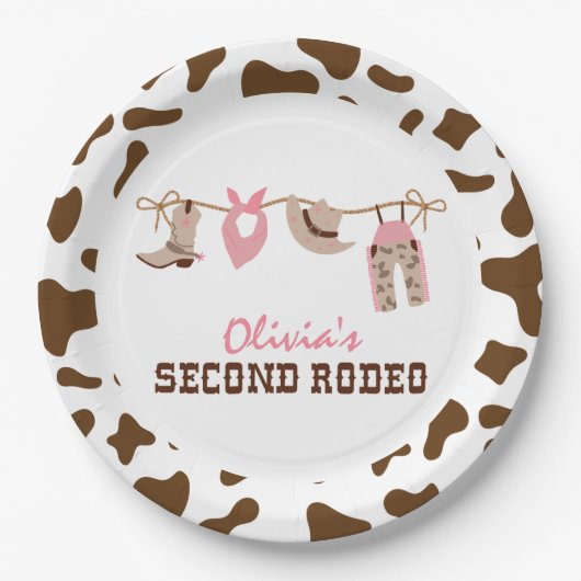 Tweede Rodeo Westerne Cowboy 2e verjaardag Papieren Bordje (Voorkant)