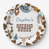 Tweede Rodeo Westerne Cowboy 2e verjaardag Papieren Bordje (Voorkant)