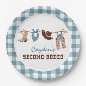 Tweede Rodeo Westerne Cowboy 2e verjaardag Papieren Bordje (Voorkant)