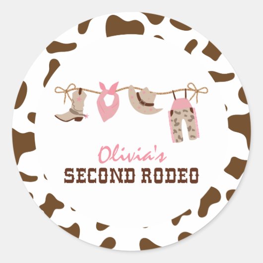 Tweede Rodeo Westerne Cowboy 2e verjaardag Ronde Sticker (Voorkant)