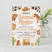 Tweede Rodeo Westerne Cowboy Verjaardagsuitnodigin Kaart (Staand voorkant)