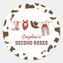 Tweede Rodeo Westerse Cowboy 2e Verjaardag Ronde Sticker