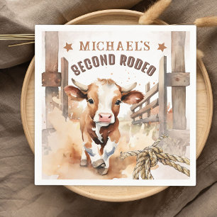 Tweede RODEO Wild West Bull Cowboy 2e verjaardag Servet