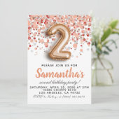 Tweede Roos Gold Birthday Uitnodiging (Staand voorkant)