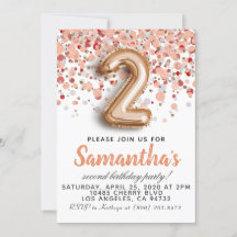 Tweede Roos Gold Birthday Uitnodiging