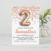 Tweede Roos Gold Birthday Uitnodiging (Staand voorkant)