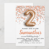 Tweede Roos Gold Birthday Uitnodiging (Voorkant / Achterkant)