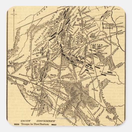 Tweede slag bij Bull Run 3 Vierkante Sticker (Voorkant)
