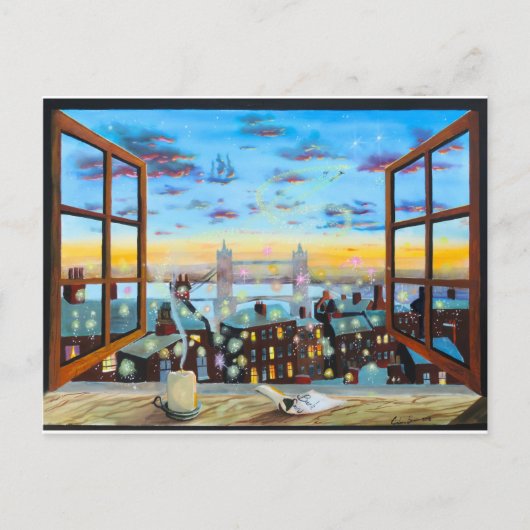 "Tweede ster rechts" Peter Pan inspireerde kunst Briefkaart (Voorkant)