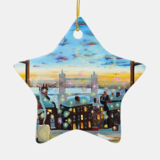 Tweede ster rechts. Peter Pan inspireerde kunst Keramisch Ornament (Voorkant)