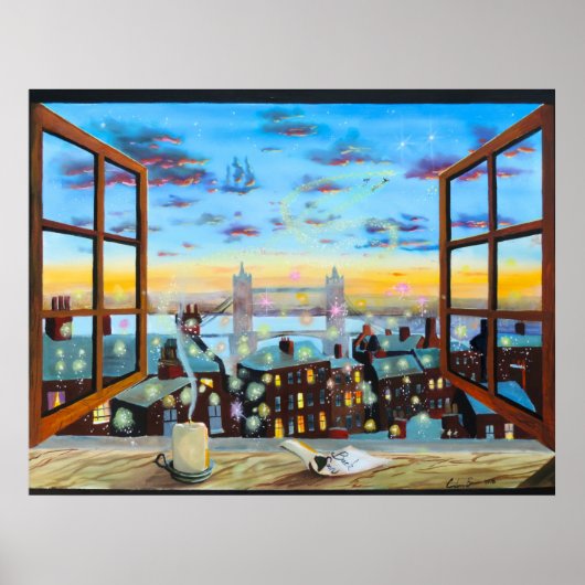 Tweede ster rechts. Peter Pan inspireerde kunst Poster (Voorkant)