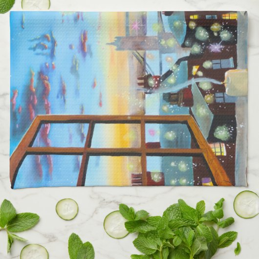 Tweede ster rechts. Peter Pan inspireerde kunst Theedoek (Gevouwen)