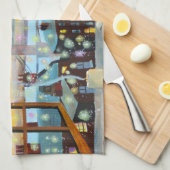 Tweede ster rechts. Peter Pan inspireerde kunst Theedoek (Quarter Fold)