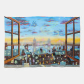 Tweede ster rechts. Peter Pan inspireerde kunst Theedoek (Horizontaal)