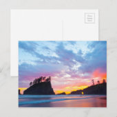 Tweede strand bij zonsondergang, Washington Briefkaart (Voorkant / Achterkant)