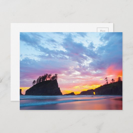 Tweede strand bij zonsondergang, Washington Briefkaart (Voorkant / Achterkant)