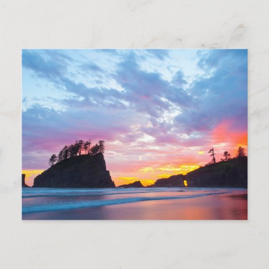 Tweede strand bij zonsondergang, Washington Briefkaart (Voorkant)