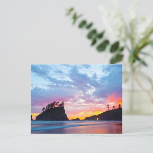Tweede strand bij zonsondergang, Washington Briefkaart (Staand voorkant)