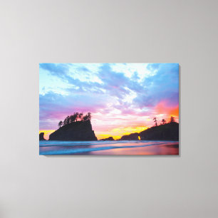 Tweede strand bij zonsondergang, Washington Canvas Afdruk