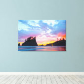 Tweede strand bij zonsondergang, Washington Canvas Afdruk (Insitu (Houten vloer))