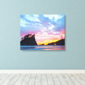 Tweede strand bij zonsondergang, Washington Canvas Afdruk (Insitu (Houten vloer))