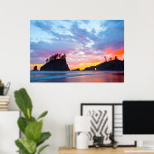 Tweede strand bij zonsondergang, Washington Poster (Thuiskantoor)