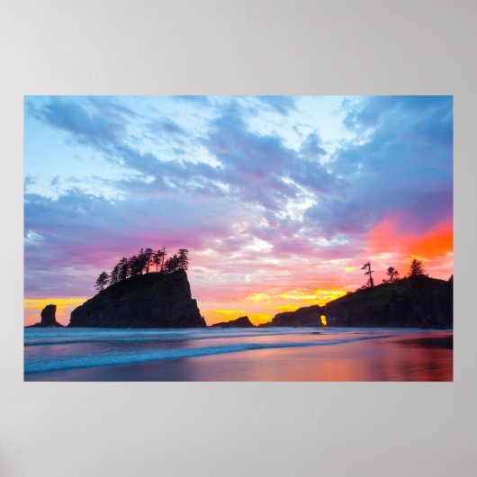 Tweede strand bij zonsondergang, Washington Poster (Voorkant)